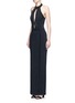 Figure View - Click To Enlarge - 72723 - Bandage collar plunge keyhole lace trim gown