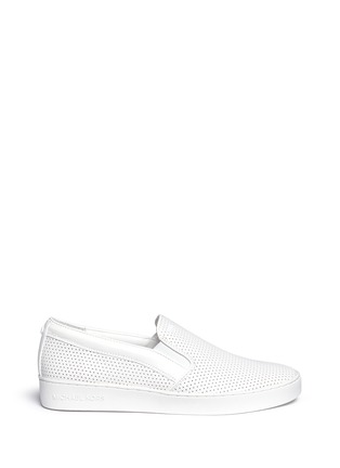 Main View - Click To Enlarge - MICHAEL KORS - Keaton' perforated leather skate slip-ons