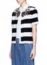 Front View - Click To Enlarge - STELLA JEAN - 'Planner' jewelled stripe cotton knit cardigan