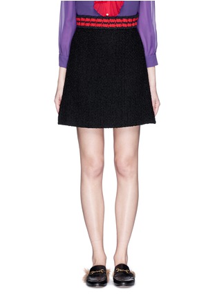 Main View - Click To Enlarge - GUCCI - Stripe rib knit trim tweed skirt