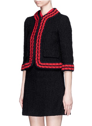 Front View - Click To Enlarge - GUCCI - Stripe rib knit trim tweed jacket