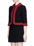 Front View - Click To Enlarge - GUCCI - Stripe rib knit trim tweed jacket