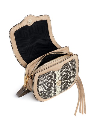 Detail View - Click To Enlarge - REBECCA MINKOFF - 'Mini Suki' python embossed panel suede saddle bag