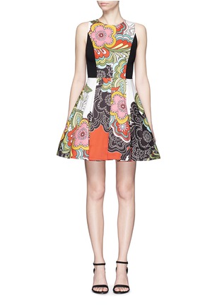 Main View - Click To Enlarge - ALICE & OLIVIA - 'Adrianne' boat neck dress in Retro Floral print