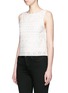 Front View - Click To Enlarge - ALICE & OLIVIA - 'Amal' beaded floral embroidery tank top