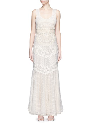 Main View - Click To Enlarge - ALICE & OLIVIA - 'Kimberley' embroidery tulle tank maxi dress