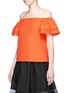 Front View - Click To Enlarge - ALICE & OLIVIA - 'Loryn' ruffle sleeve poplin off-shoulder top