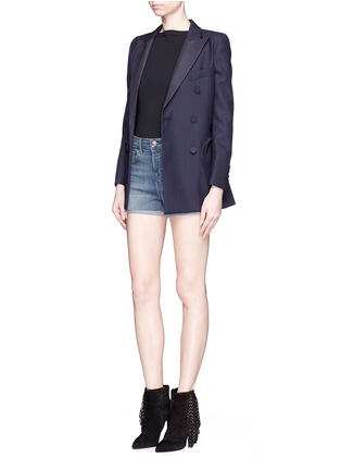 Figure View - Click To Enlarge - J BRAND - 'Gracie' high rise roll cuff denim shorts