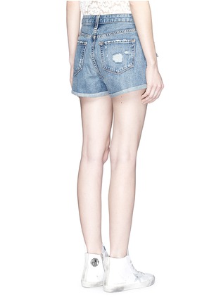 Back View - Click To Enlarge - J BRAND - 'Gracie' high rise roll cuff ripped denim shorts