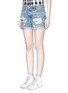 Front View - Click To Enlarge - J BRAND - 'Gracie' high rise roll cuff ripped denim shorts