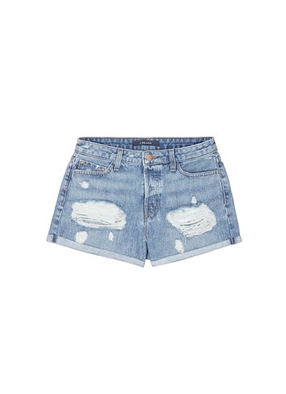 Main View - Click To Enlarge - J BRAND - 'Gracie' high rise roll cuff ripped denim shorts