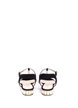 Back View - Click To Enlarge - NICHOLAS KIRKWOOD - 'Casati' pearl heel T-strap suede sandals