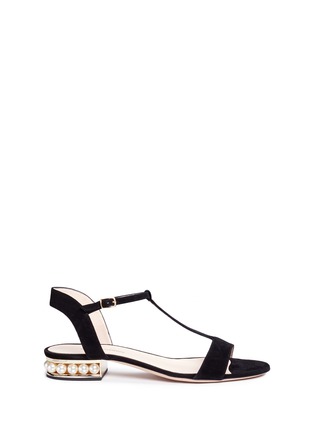Main View - Click To Enlarge - NICHOLAS KIRKWOOD - 'Casati' pearl heel T-strap suede sandals