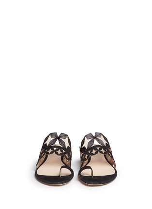 Front View - Click To Enlarge - NICHOLAS KIRKWOOD - 'Stella' star cutout suede slide sandals