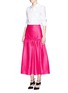 Figure View - Click To Enlarge - ISA ARFEN - Drop waist cotton-silk midi skirt