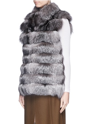 Front View - Click To Enlarge - HOCKLEY - 'Raven' stand collar suede trim fox fur gilet