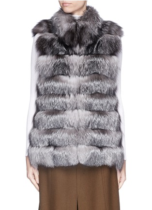 Main View - Click To Enlarge - HOCKLEY - 'Raven' stand collar suede trim fox fur gilet