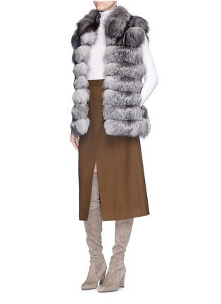 Figure View - Click To Enlarge - HOCKLEY - 'Raven' stand collar suede trim fox fur gilet