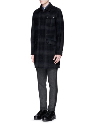 Front View - Click To Enlarge - WHITE MOUNTAINEERING - Glen plaid wool blend coat