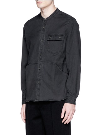 Front View - Click To Enlarge - WHITE MOUNTAINEERING - Band collar corded denim shirt