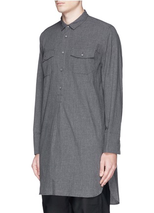 Front View - Click To Enlarge - WHITE MOUNTAINEERING - Pleat front long cotton chambray shirt