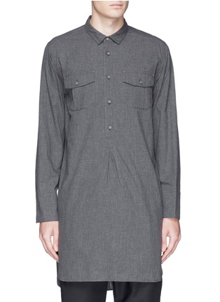 Main View - Click To Enlarge - WHITE MOUNTAINEERING - Pleat front long cotton chambray shirt