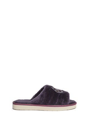 Main View - Click To Enlarge - TORY BURCH - Logo patch shearling slippers