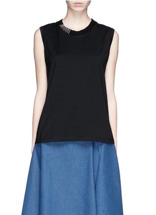 Main View - Click To Enlarge - THAKOON - Beaded collar sleeveless jersey top
