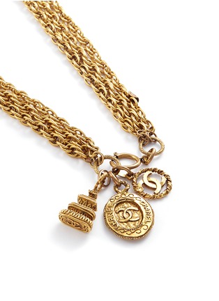 Detail View - Click To Enlarge - VINTAGE CHANEL - Logo pagoda multi pendant necklace