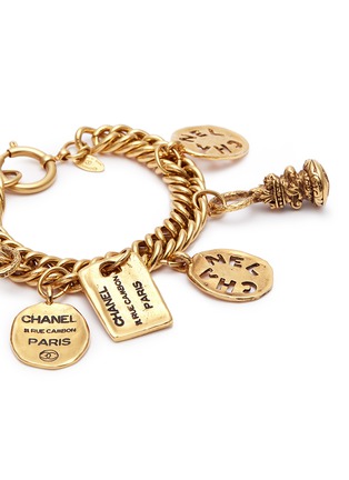 Detail View - Click To Enlarge - VINTAGE CHANEL - Mixed logo coin charm chain bracelet