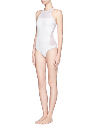 Figure View - Click To Enlarge - T BY ALEXANDER WANG - Mesh combo racer back one-piece swimsuit