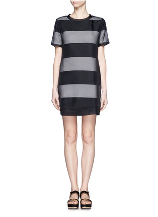 Main View - Click To Enlarge - T BY ALEXANDER WANG - Organza overlay striped knit dress