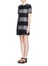 Figure View - Click To Enlarge - T BY ALEXANDER WANG - Organza overlay striped knit dress