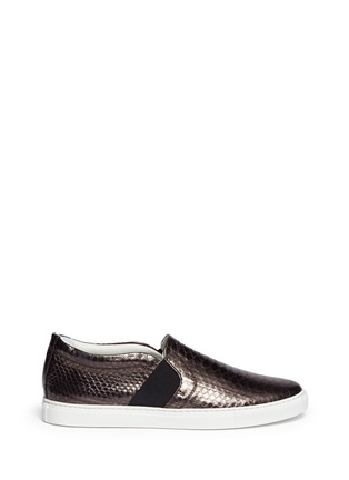 Main View - Click To Enlarge - LANVIN - Metallic snake embossed leather slip-ons