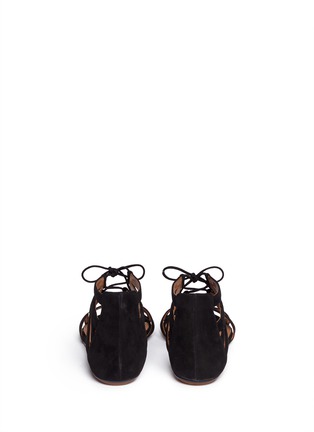 Back View - Click To Enlarge - AQUAZZURA - 'Beverly Hill' suede lace up flat sandals