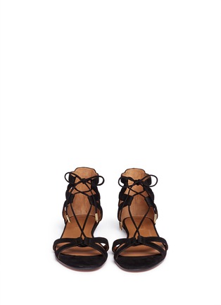 Figure View - Click To Enlarge - AQUAZZURA - 'Beverly Hill' suede lace up flat sandals