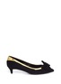 Main View - Click To Enlarge - 73426 - 'Yvette' metallic trim bow suede pumps