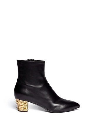 Main View - Click To Enlarge - 73426 - 'Dirty' crystal spike heel leather boots