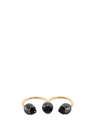 Main View - Click To Enlarge - TASAKI - 'Refined Rebellion Luxe' Tahitian pearl 18k yellow gold two finger ring