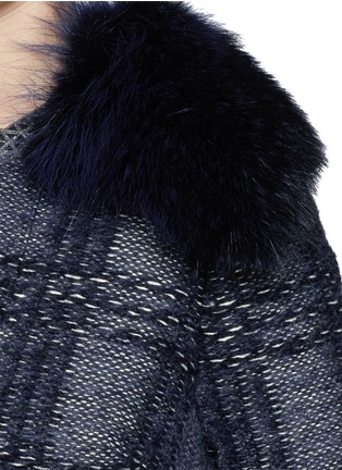 Detail View - Click To Enlarge - TORY BURCH - 'Quentin' raccoon fur collar plaid tweed coat
