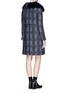 Back View - Click To Enlarge - TORY BURCH - 'Quentin' raccoon fur collar plaid tweed coat