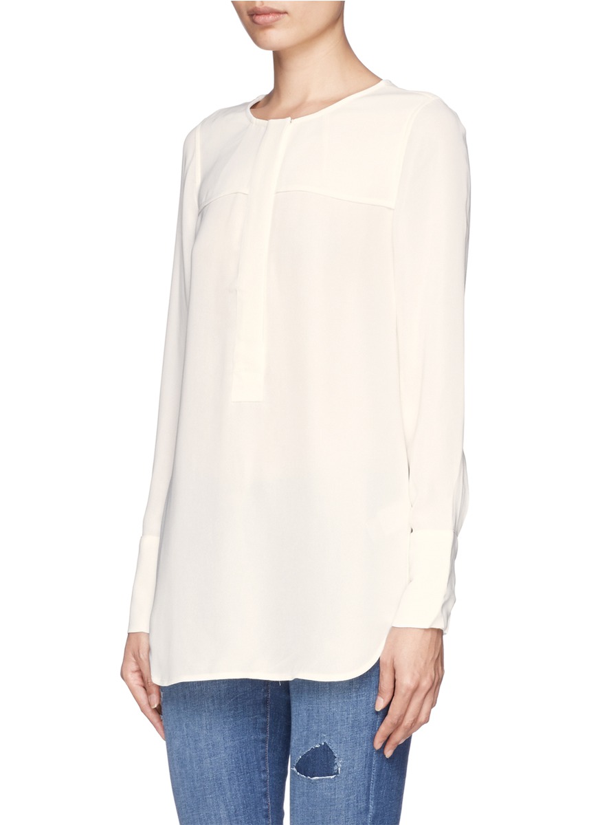 J.CREW - Covered-button crepe blouse | White Blouses Tops | Womenswear ...