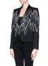Front View - Click To Enlarge - EMILIO PUCCI - Fring calf hair chain leather wool-blend blazer