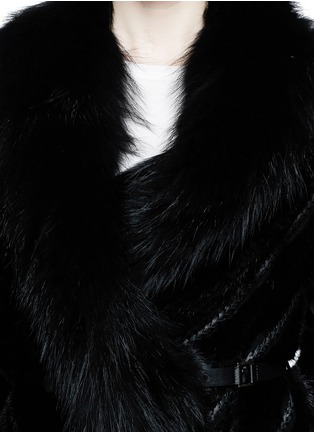 Detail View - Click To Enlarge - YVES SALOMON - Mink tail wool-cashmere raccoon fur coat