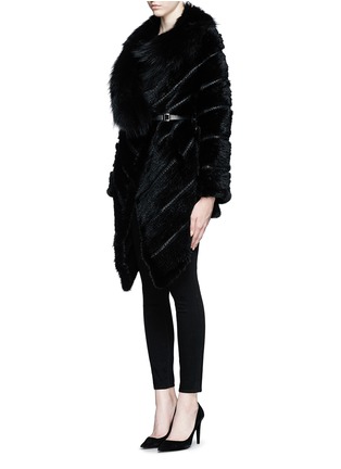 Front View - Click To Enlarge - YVES SALOMON - Mink tail wool-cashmere raccoon fur coat