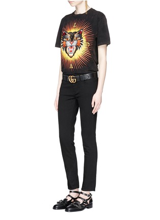 Figure View - Click To Enlarge - GUCCI - 'Angry Cat' appliqué oversized washed T-shirt