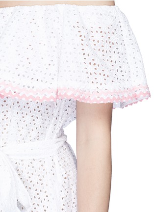Detail View - Click To Enlarge - LISA MARIE FERNANDEZ - 'Mira' ricrac off-shoulder belted eyelet dress
