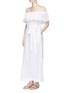 Figure View - Click To Enlarge - LISA MARIE FERNANDEZ - 'Mira' ricrac off-shoulder belted eyelet dress