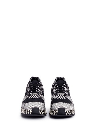 Front View - Click To Enlarge - STELLA MCCARTNEY - 'Macy' star patch mixed stripe sneakers