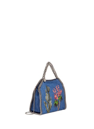 Detail View - Click To Enlarge - STELLA MCCARTNEY - 'Falabella' mini embroidered eco denim two-way chain tote